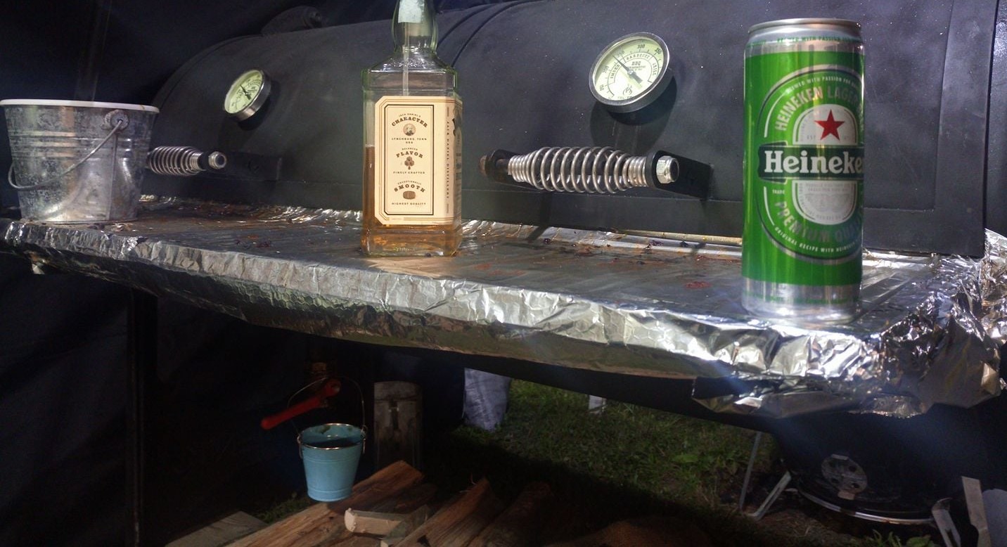 Barbecue smoker with crisp ribs and briskets.