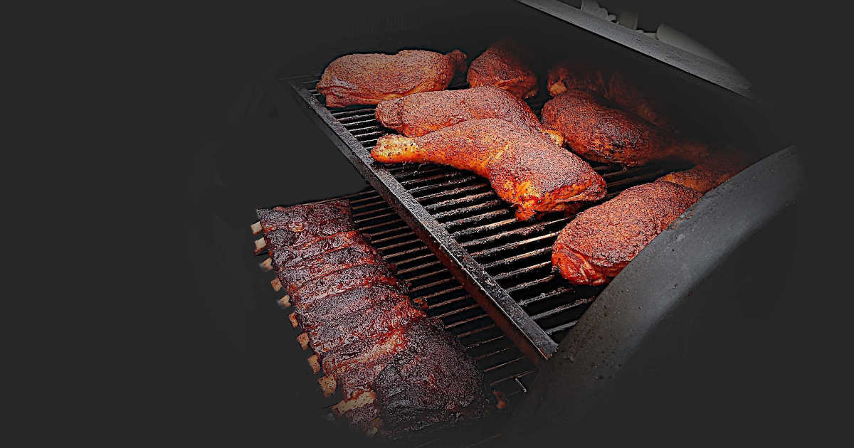 Barbecue smoker with crisp ribs and briskets.